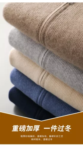 Cardigan uomo puro cashmere con cappuccio autunno maglia giacca maglione spesso tempo libero - Foto 13 di 27