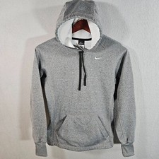 Nike Therma Fit Hoodie Womens XS Gray White Swoosh Logo Dri Fit Sweatshirt