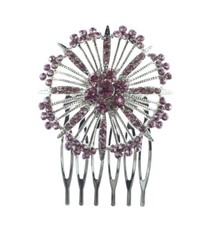 Purple Austrian Rhinestone Crystal Sunflower Bridal Hair Comb