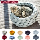 Knitted Cat Bed Warm Woven Pet Dog Cat Nest Pet Basket Bed Washable Soft Cotton