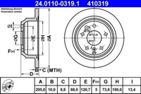 2X ATE 24.0110-0319.1 Bremsscheibe FüR Jaguar