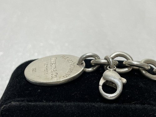 Please Return To Tiffany & Co. 925 Sterling Silver 7" Bracelet with Round Tag - Picture 10 of 12