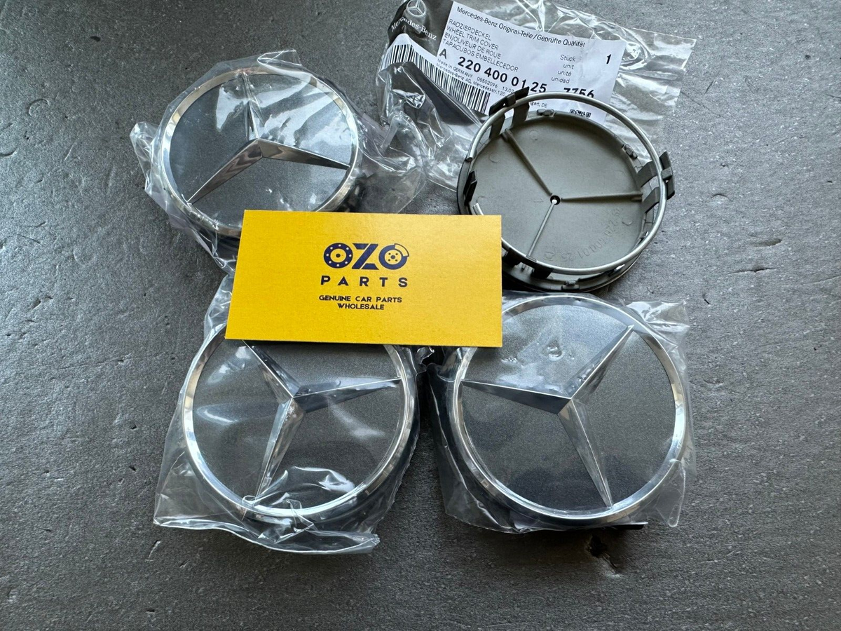 4x Genuine Mercedes-Benz Alloy Wheel Centre Cap Himalaya Grey