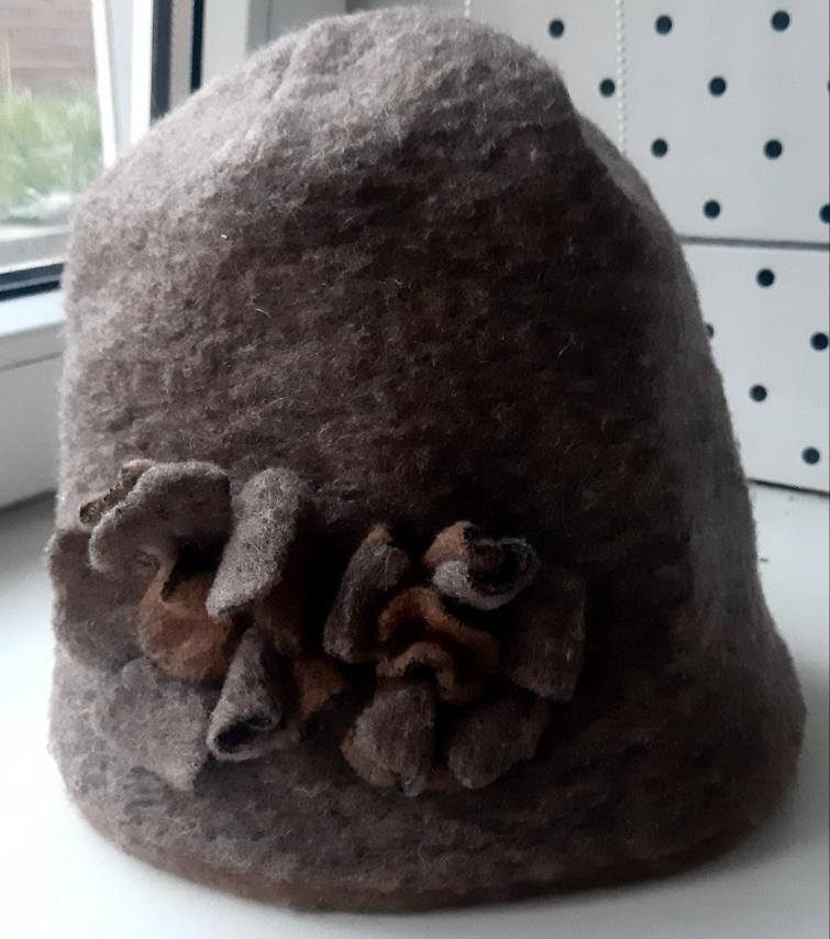 Vintage Angiolo Frasconi Rabbit Hair Hat Made in Italy Wide Brim Floral Front Angiolo Frasconi Firenze‎ Italy x Neiman Marcus Rabbit Hair  main image 3