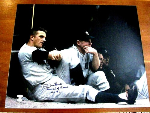 WHITEY FORD WITH ROGER MARIS CHAIRMAN OF BOARD YANKEES SIGNED AUTO 16X20 STEINER