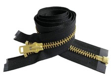 YKK 10 Brass Extra Heavy Jacket Zipper Bulk Chaps Separating BLK, WHT 247"-250"