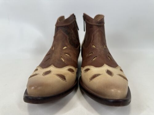 Vera Cruz leather boots booties cut out tooled two tone women’s size 41 Sundance - Picture 2 of 9
