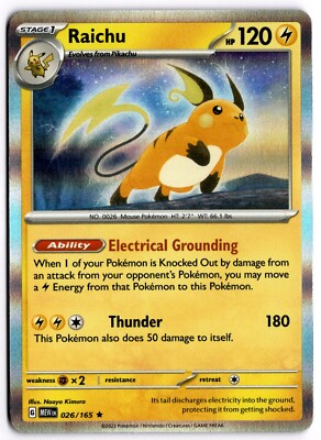 Pokemon TCG Raichu 026/165 Sv: Scarlet & Violet 151 Holo Rare