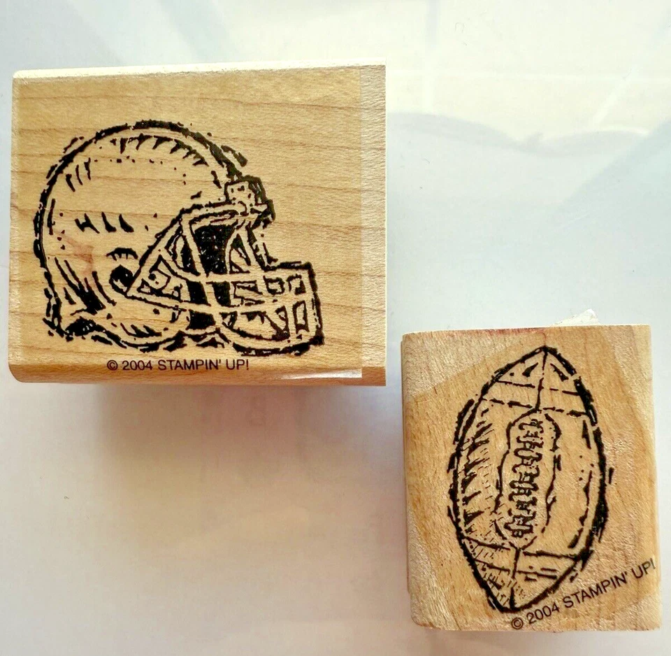 Stampin Up Stamp FOOTBALL BALL HELMET Set of 2 LOOSE STAMPS ONLY Stained Sports - Image 2 of 4