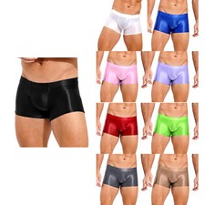 Men's Underwear Jogging Boxer Shorts Shiny Briefs Biker Panties Silky Bottoms