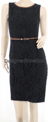 Anne Klein Designer Marineblau Blumenspitze mit Gürtel Mantel Tee Kleid US 2 - Bild 1 von 2