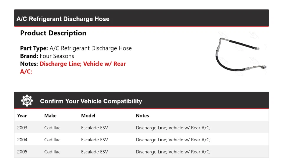 适用于 2003 - 2005 凯迪拉克凯雷德 ESV 空调制冷剂放电软管 4 季 — 第 2/4 张图片