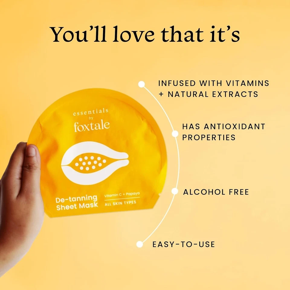 2 x Essential Sheet Mask with Vitamin C and Papaya Tan Removal Dull Skin 26gm - Image 3 of 4