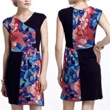 Leifsdottir Anthropologie Floral Intarsia Silk Blend Knit Dress Size Small