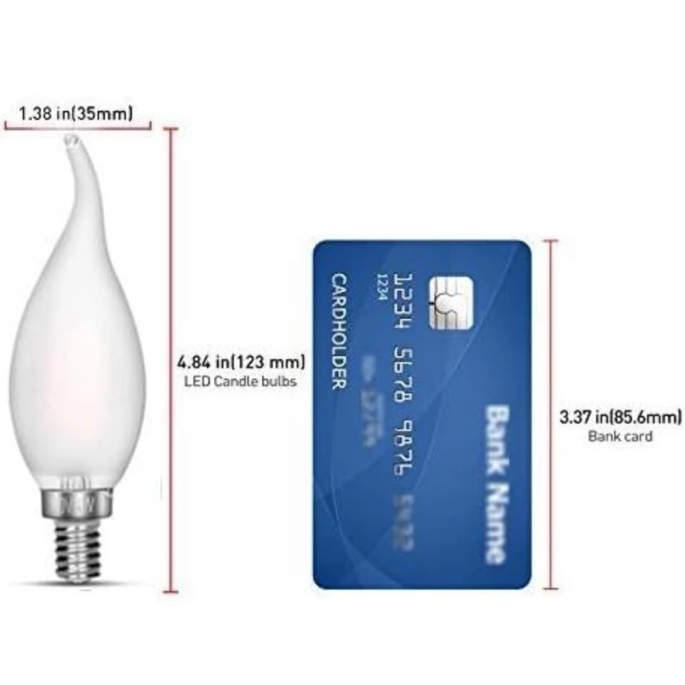 Candelabra Bulb 40W Equivalent 450LM 4000K Daylight White E12 Base LED Filament - Image 4 of 4