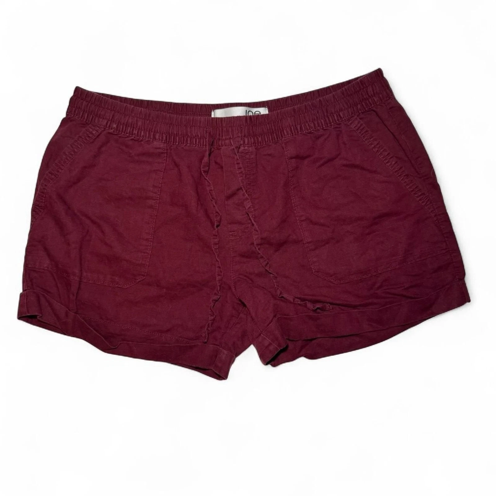Joe Fresh Women's Burgundy Linen/Cotton Blend Casual Shorts Size L