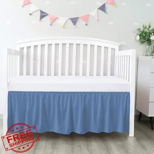 Dust Ruffle Crib Skirt Mini 24"x38" Egyptian Cotton Blue