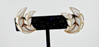 Crown Trifari White Enamel Goldtone Earrings Signed GORGEOUS! — photo 1