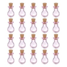 20 Pcs Small Long Bottled Mini Glass Bottles Jars with Cork Stopper, Pink