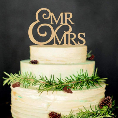 Mr and Mrs Wedding Cake Toppers Wood Party Cake Decoration Bride and Groom Love