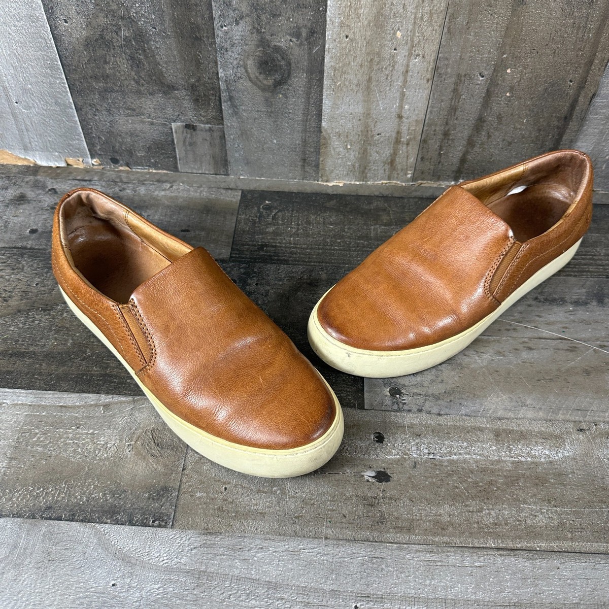 Frye Lena Slip On Shoes Womens 9 9M Brown Leather Sneakers  display picture 1