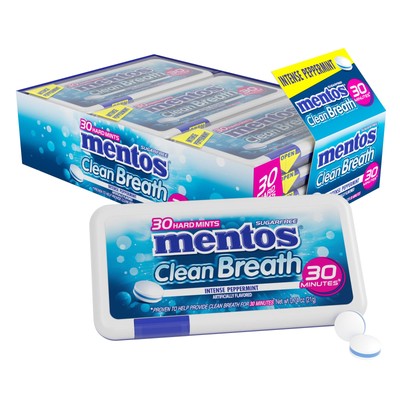 Mentos Clean Breath Hard Mints Sugar Free Candy, Peppermint, Bulk Holiday Chr...