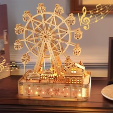 3D Wooden Puzzles,Musical Ferris Wheel Toy,Model Kits with LED Lights,3D Wood...