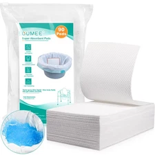Oumee 90 Count Absorbent Commode Pads for Bedside Commode Bucket, Commode Lin...