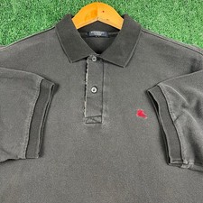 Burberry London Men's Polo Shirt Faded Black XL 100 Cotton Pique Knit Boxy