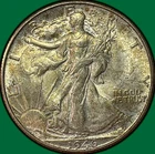 1946-S Golden Toning Walking Liberty Half Dollar Brilliant Uncirculated BU 38722