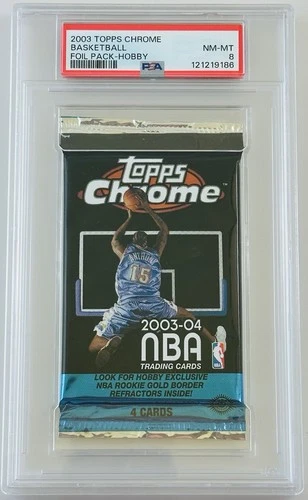 2003 TOPPS CHROME BASKETBALL FACTORY SEALED HOBBY PACK PSA 8 LEBRON JAMES Rookie