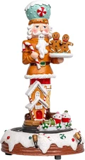 Animated Musical Christmas Gingerbread Nutcracker Collection Figurines with Rota