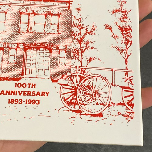 Vtg WALTON ENGINE & HOSE COMPANY Fire Station No 1 CHEATER NEW YORK Tile Trivet - Afbeelding 16 van 17