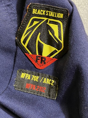 Camisa de Trabajo Negra Stallion FR Manga Larga Resistente al Llama Talla L Azul Soldadura - Imagen 8 de 22