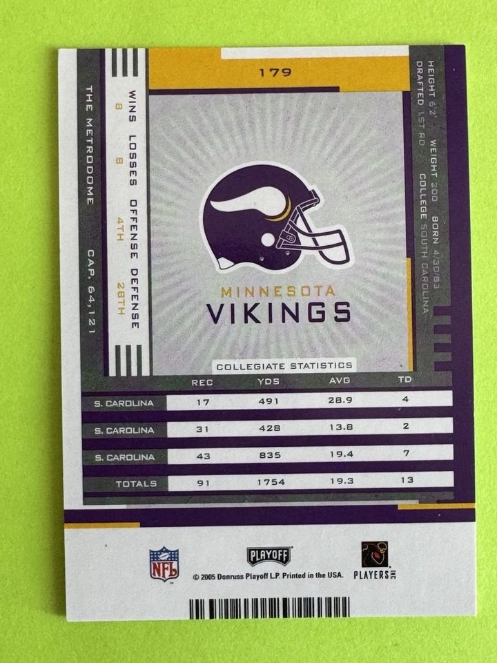 Troy Williamson 2005 Playoff Contenders #179 SP/402 Rc Rookie Auto Autograph - Image 2 of 2