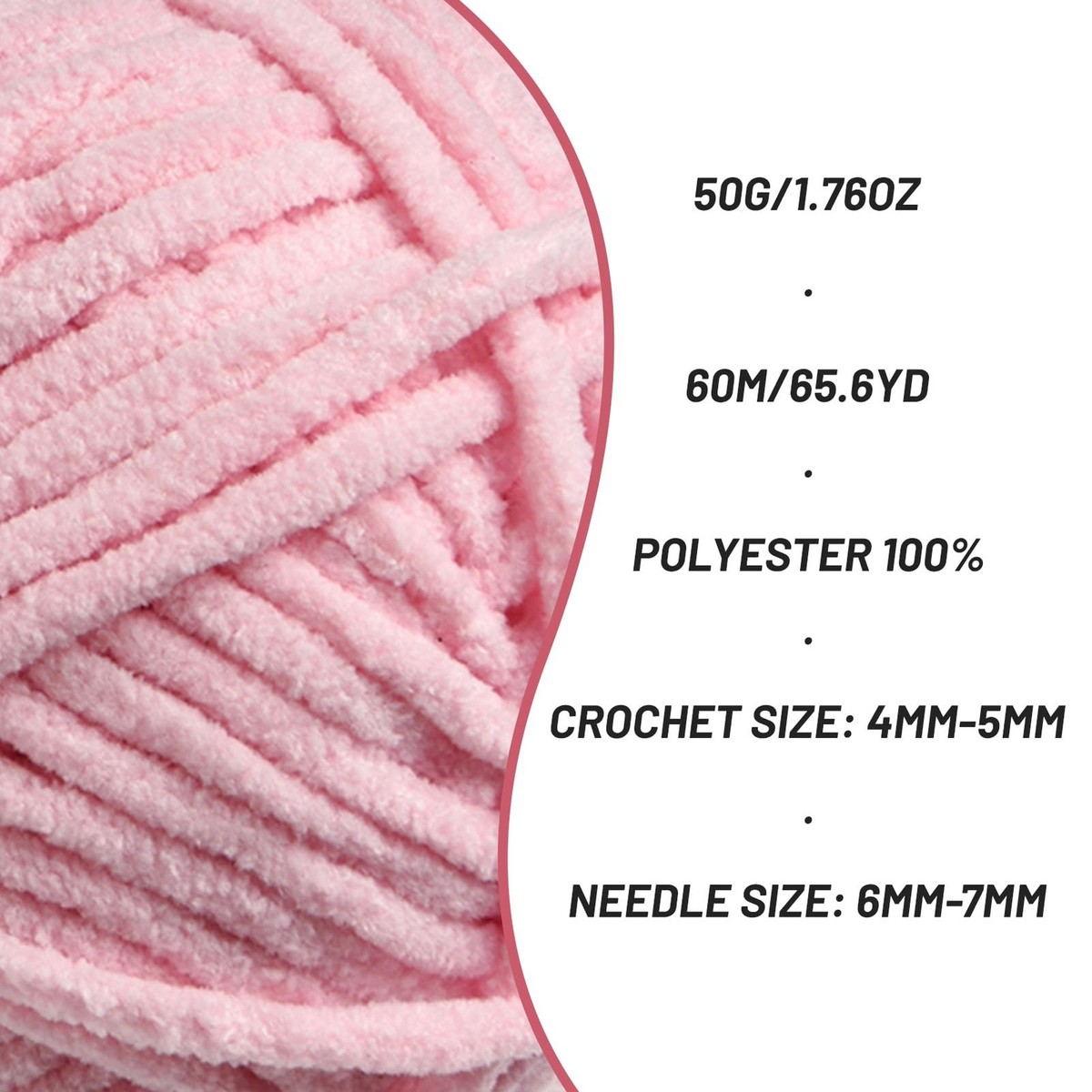 Chunky Crochet Yarn, Plush Chenille Yarn, Soft Yarn For Crafts,50g