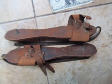 Nice Pair of 1856 WOODEN PATENT ICE SKATES, Americana, w/ORIG. LEATHER STRAPS