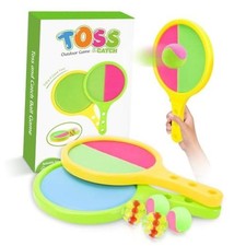 Toss and Catch Game for Kids: Toss and Catch Ball Yellow green 2Paddles 4Balls