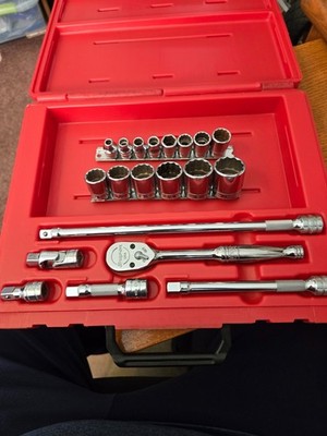 Snap On 206AFSP General Service 3/8 Rachet Extension Socket Set SAE Like New