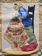 Handmade Hand Stitched SEWING ROOM Quilt Wall Hanging APPLIQUE Lap Throw 34"x40"