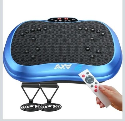 AXV MINI COMPACT TRAVEL Remote Vibration Plate Exercise PLATFORM Machine BLUE