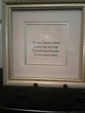 Hand-Cut Scherenschnitte "The Road Between Friends..." Framed, Matted, Glass EUC