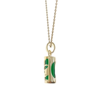 Pendentif Tiki En Agate Verte Plaqué Or - Avec Chaîne 45 Ou 50 Cm Et Boîte Cadeau, Neuf étiqueté