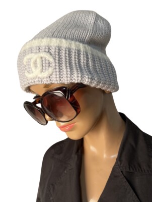 Authentic Chanel Grey Beanie Hat CC logo Brand New | eBay