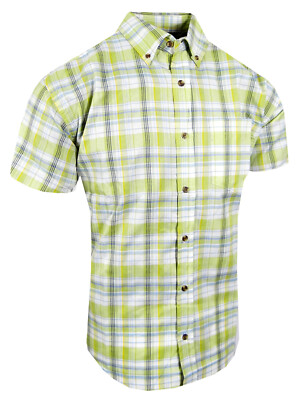 Plaid Short Sleeve Shirt Mens Button Down Collar Western Pocket ALL NEW COLORS
