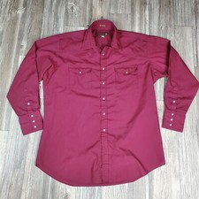 Sheplers Men Long Sleeve Pearl Snap Western Cowboy Ranch Red Shirt Size 17/36