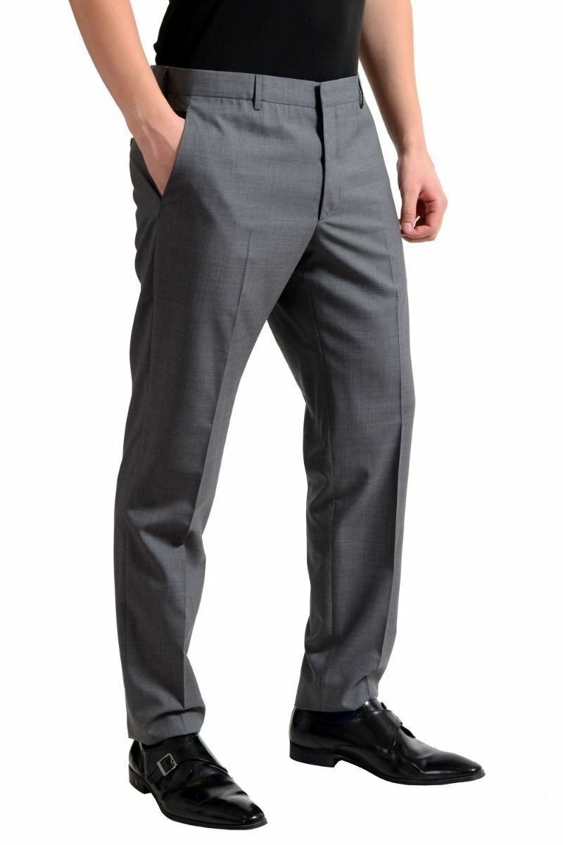 Prada Men's 100% Wool Gray Flat Front Dress Pants Size 28 30 Prada Men's 100% Wool Gray Flat Front Dress Pants Size 28 30