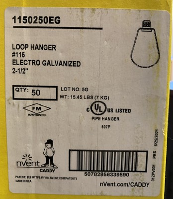 Box of 50 - nVent Caddy # 115 / 2½'' Loop Hangers E Galvanized Part # 1150250EG