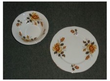 5 x 'Yellow Rose' Bone China 16cms bowls + 6 x 21cms plates