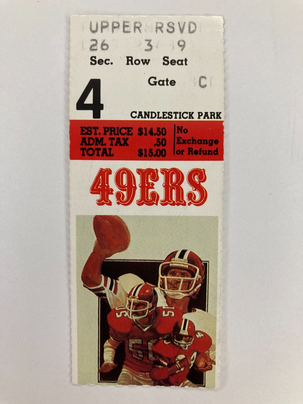 1983 Ticket Stub San Francisco 49ers Atlanta Falcons